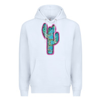 White Western Turquoise Cactus Premium Hoodie - RanaPortraitStore