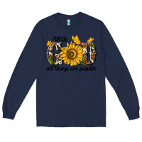 Navy with god all things are possible Long Sleeve Tee - texasbilliewilder