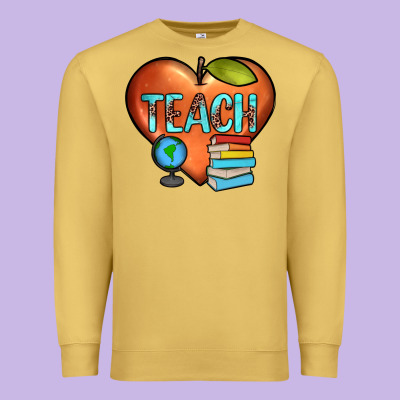 Teach Heart Premium Sweatshirt Designed By Jahusdesignshop