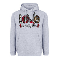 Heather Grey love firefighter Heavyweight Hoodie - CowhideDigitalArt