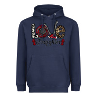 Navy love firefighter Heavyweight Hoodie - CowhideDigitalArt