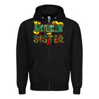 Black softball sister with leopard Zipper Hoodie - Zillion Design Studio
