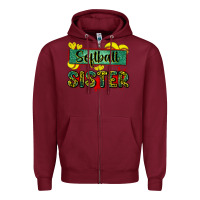 Burgundy softball sister with leopard Zipper Hoodie - Zillion Design Studio