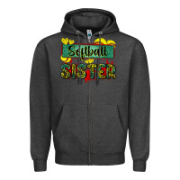 Charcoal Heather softball sister with leopard Zipper Hoodie - Zillion Design Studio