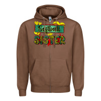 Chestnut softball sister with leopard Zipper Hoodie - Zillion Design Studio