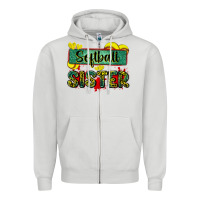 Dove Grey softball sister with leopard Zipper Hoodie - Zillion Design Studio