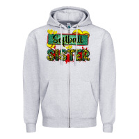 Heather Grey softball sister with leopard Zipper Hoodie - Zillion Design Studio
