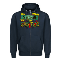 Navy softball sister with leopard Zipper Hoodie - Zillion Design Studio