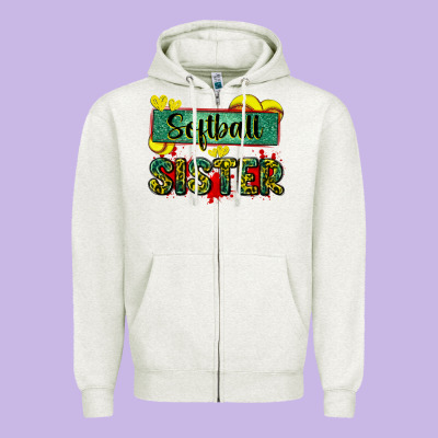 Softball Sister With Leopard Zipper Hoodie Designed By Zillion Design Studio