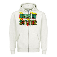 Oatmeal Heather softball sister with leopard Zipper Hoodie - Zillion Design Studio