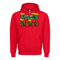 Red softball sister with leopard Zipper Hoodie - Zillion Design Studio