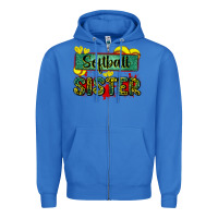 True Royal softball sister with leopard Zipper Hoodie - Zillion Design Studio