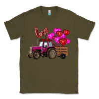 Army Green valentine's day pink tractor with pin heart balloons Classic Tee - RanaPortraitStore