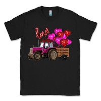 Black valentine's day pink tractor with pin heart balloons Classic Tee - RanaPortraitStore