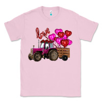 Bubblegum Pink valentine's day pink tractor with pin heart balloons Classic Tee - RanaPortraitStore
