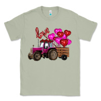 Matcha valentine's day pink tractor with pin heart balloons Classic Tee - RanaPortraitStore