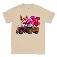 Mushroom valentine's day pink tractor with pin heart balloons Classic Tee - RanaPortraitStore