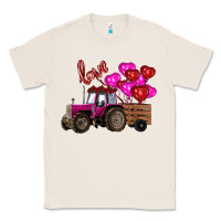 Natural valentine's day pink tractor with pin heart balloons Classic Tee - RanaPortraitStore