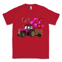 Red valentine's day pink tractor with pin heart balloons Classic Tee - RanaPortraitStore