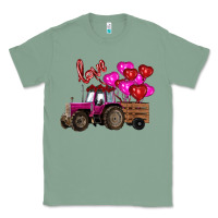 Sage valentine's day pink tractor with pin heart balloons Classic Tee - RanaPortraitStore