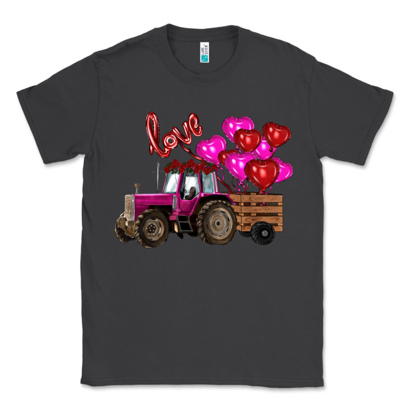 Valentine's Day Pink Tractor With Pin Heart Balloons Classic Tee by RanaPortraitStore | Teevron