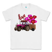 White valentine's day pink tractor with pin heart balloons Classic Tee - RanaPortraitStore