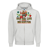 Dove Grey dia de los muertos Zipper Hoodie - texasbilliewilder