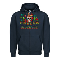Navy dia de los muertos Zipper Hoodie - texasbilliewilder