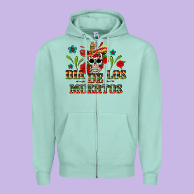 Dia De Los Muertos Zipper Hoodie Designed By Texasbilliewilder