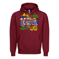 Burgundy usa Zipper Hoodie - Zillion Design Studio