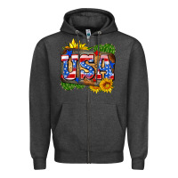 Charcoal Heather usa Zipper Hoodie - Zillion Design Studio