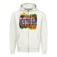 Oatmeal Heather usa Zipper Hoodie - Zillion Design Studio