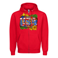 Red usa Zipper Hoodie - Zillion Design Studio
