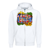 White usa Zipper Hoodie - Zillion Design Studio