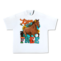 White roam free galloping Urban Heavy Tee - Artiststas