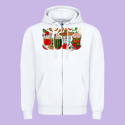 Hispanic Heritage Month Coffee Cups Zipper Hoodie Designed By Texasbilliewilder