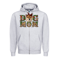 Heather Grey dog mom shiba inu Zipper Hoodie - RanaPortraitStore