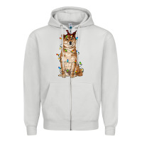 Dove Grey christmas lights shiba inu Zipper Hoodie - RanaPortraitStore