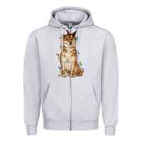 Heather Grey christmas lights shiba inu Zipper Hoodie - RanaPortraitStore