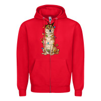 Red christmas lights shiba inu Zipper Hoodie - RanaPortraitStore