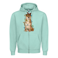 Seafoam christmas lights shiba inu Zipper Hoodie - RanaPortraitStore