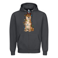 Smoke christmas lights shiba inu Zipper Hoodie - RanaPortraitStore