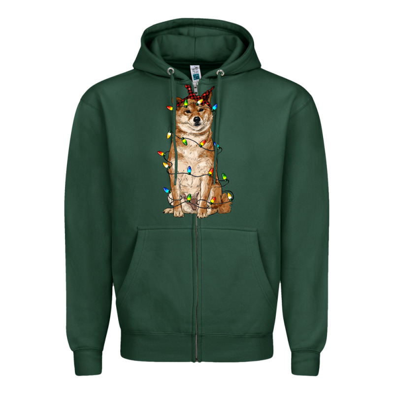 Christmas Lights Shiba Inu Zipper Hoodie by RanaPortraitStore | Teevron