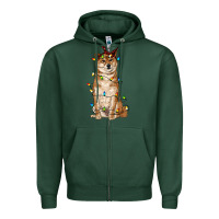Sports Green christmas lights shiba inu Zipper Hoodie - RanaPortraitStore
