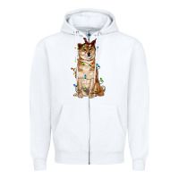 White christmas lights shiba inu Zipper Hoodie - RanaPortraitStore
