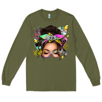 Army Green 90s messy bun Long Sleeve Tee - texasbilliewilder