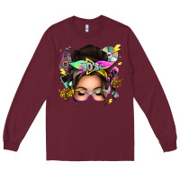 Burgundy 90s messy bun Long Sleeve Tee - texasbilliewilder