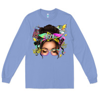 Colony Blue 90s messy bun Long Sleeve Tee - texasbilliewilder
