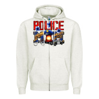 Oatmeal Heather police mom Zipper Hoodie - Zillion Design Studio