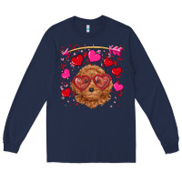 Navy valentine's day toy poodle Long Sleeve Tee - RanaPortraitStore